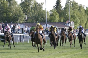 Jydsk Galopderby med springforhindring og flotte hatte 